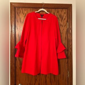Alfani long front zip blazer. NWOT Red size S.